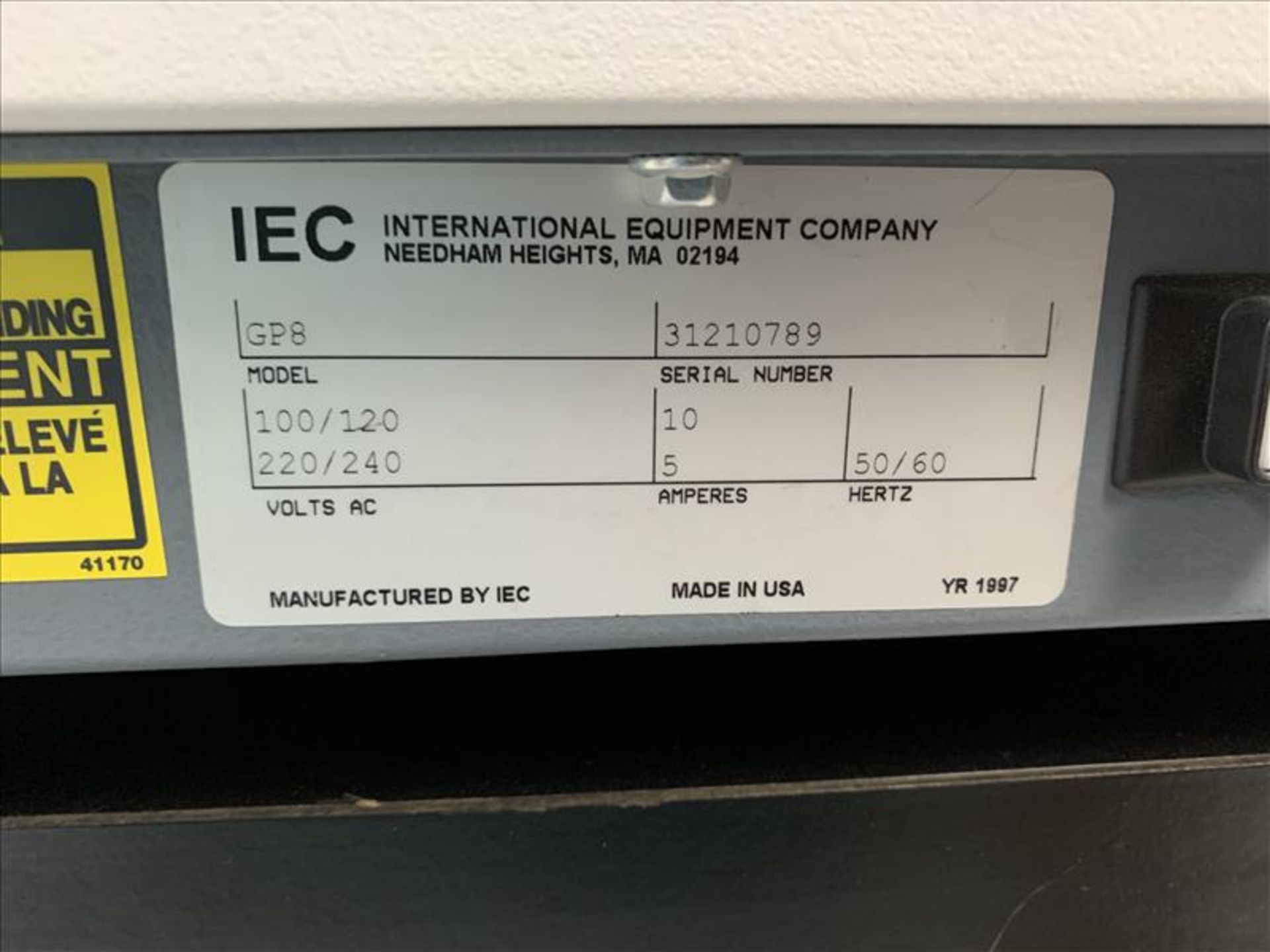 IEC Benchtop Centrifuge mod. Centra GP8 S/N 31210789 - Image 2 of 2