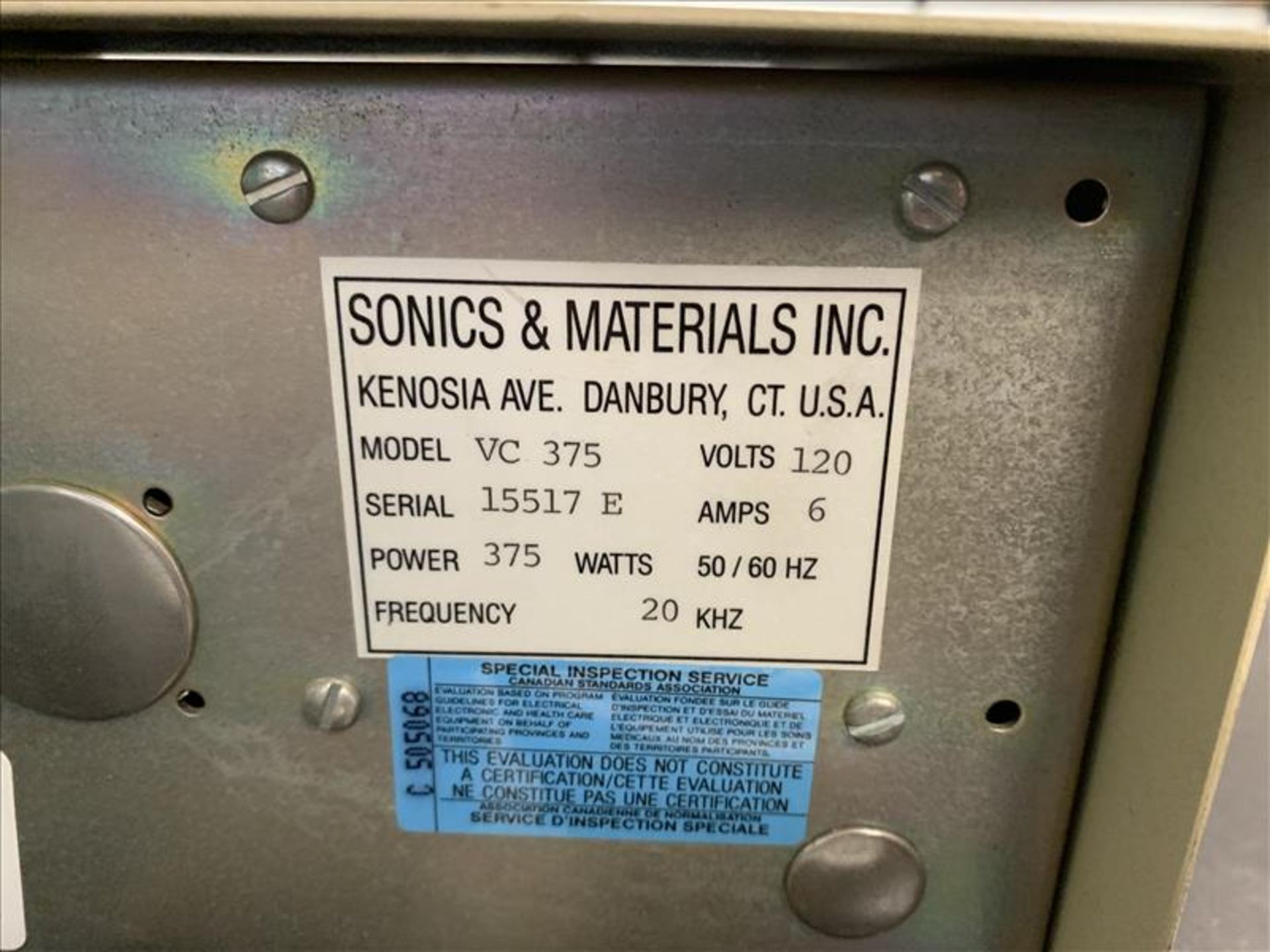 Sonics & Materials Inc. Vibra Cell mod. VC 375 S/N 15517E - Image 3 of 4