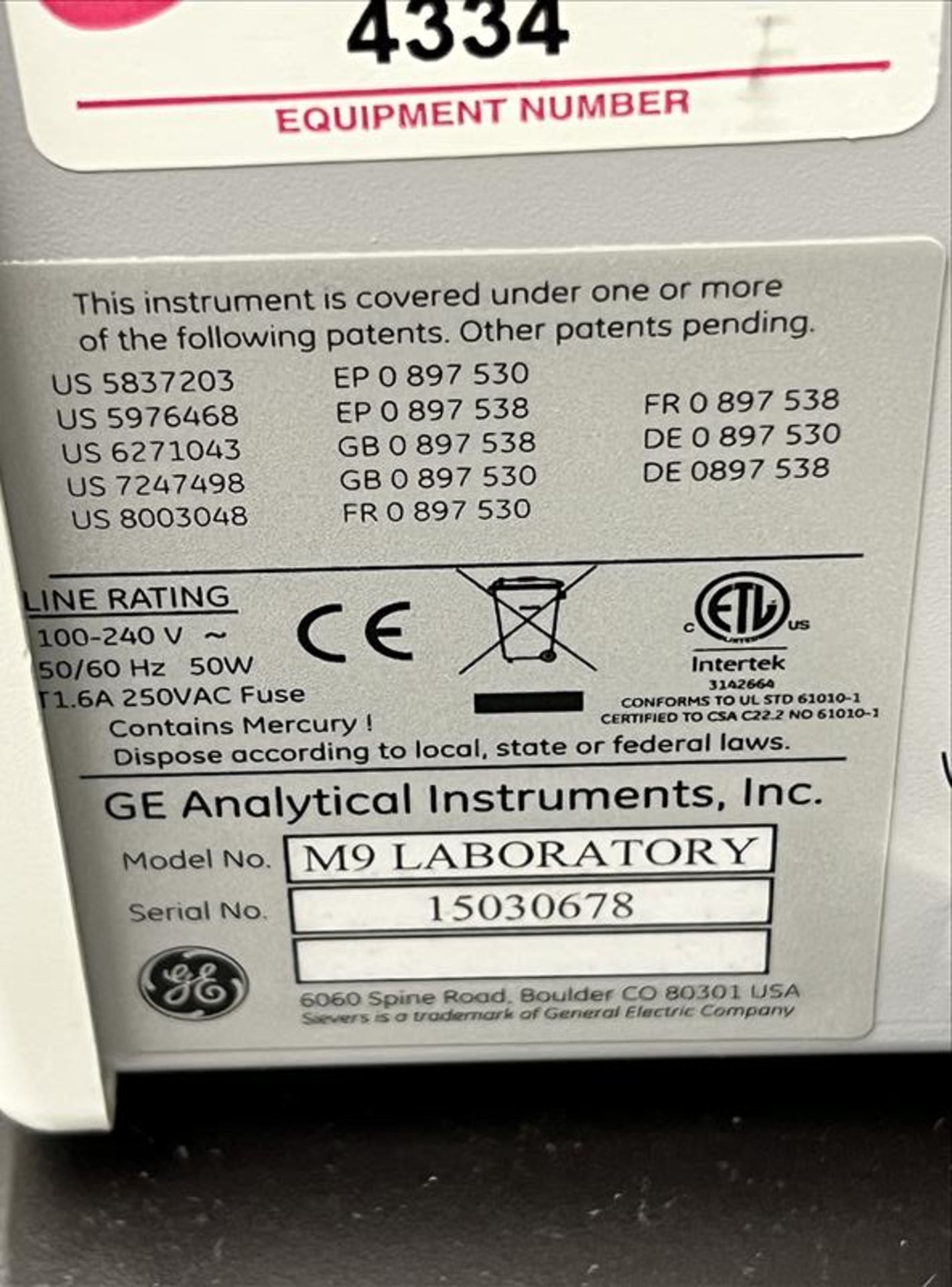 GE Sievers M9 TOC Analyzer, GE Autosampler mod. M9 Laboratory S/N 15030678 - Image 3 of 5