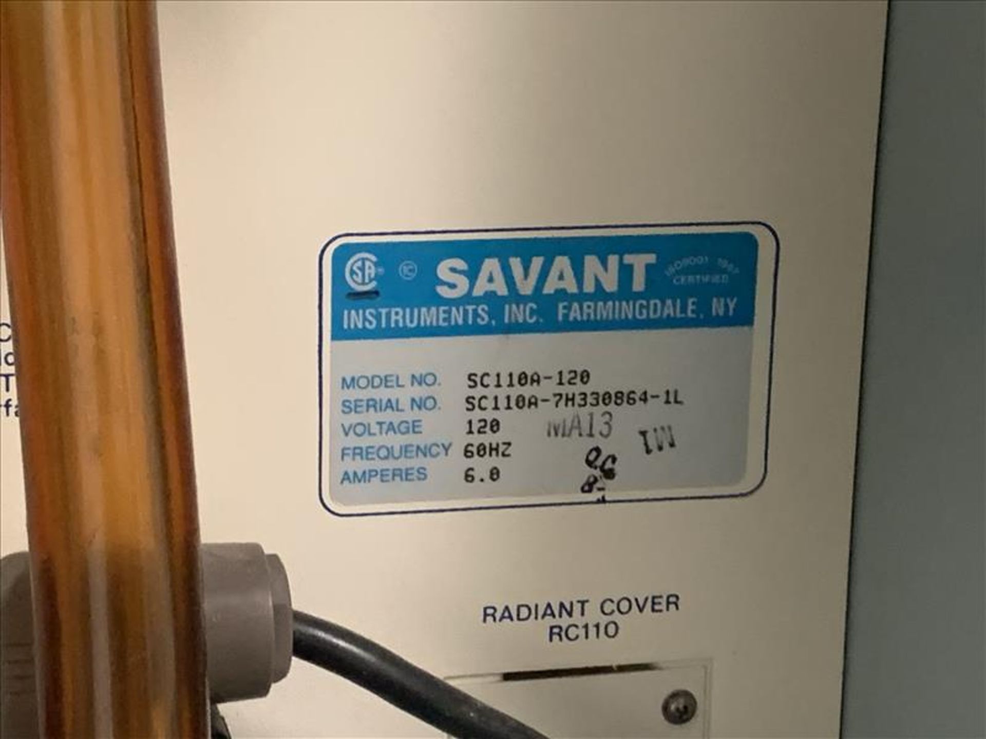 Savant Speed Vac Plus with Universal Vacuum System mod. SC110A-120 S/N SC110A-7H330864-1L - Image 3 of 3