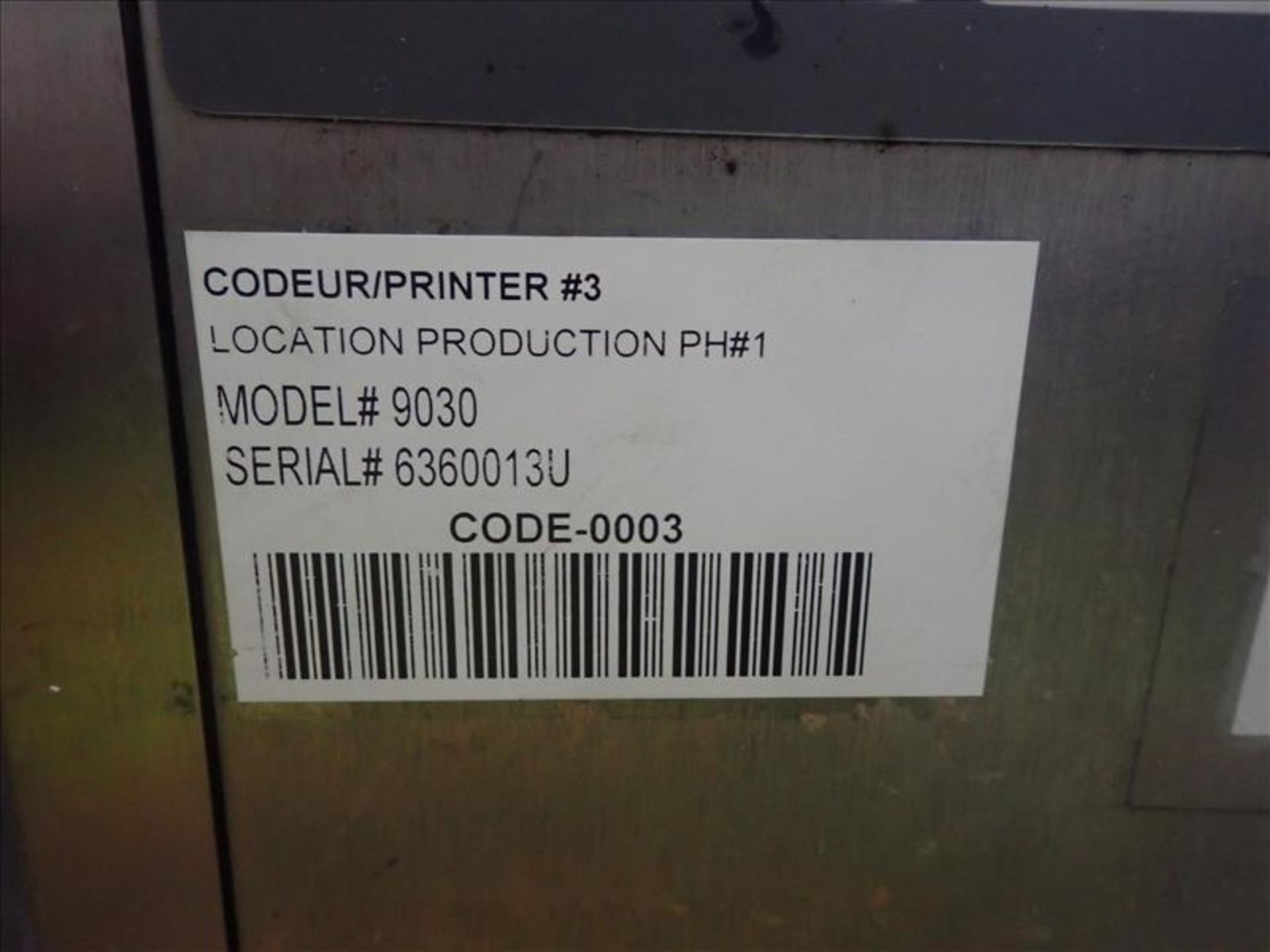 MarkemImaje continuous ink-jet coder, mod. 9030, ser. no. 6360013U, c/w mobile stand, stainless - Image 4 of 4