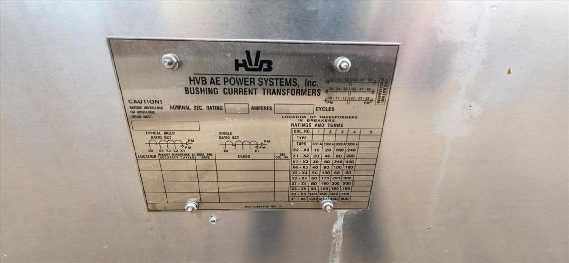 HVB bushing current transformer, mod. HS145, ser. no. H145A2640-203 (2005), 3000A, 60 hz, 3 ph ( - Image 4 of 5