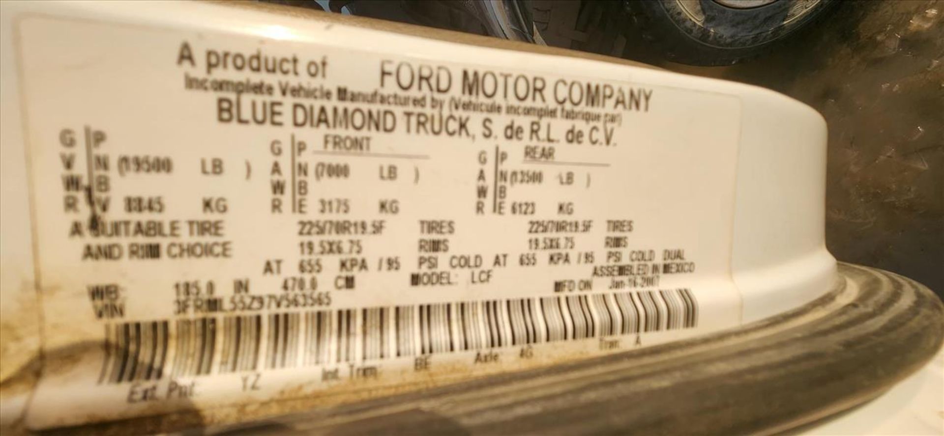 Ford box truck, PowerStroke 4.5 L V6 diesel eng., mod. LCF, VIN 3FRML55797V563565 (2007), approx. - Image 7 of 9