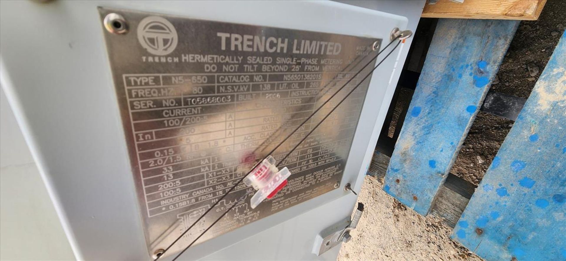 Trench hermetically sealed single phase metering unit, mod. N5-650 (2006) (Asset Location: Hallnor - Image 3 of 3