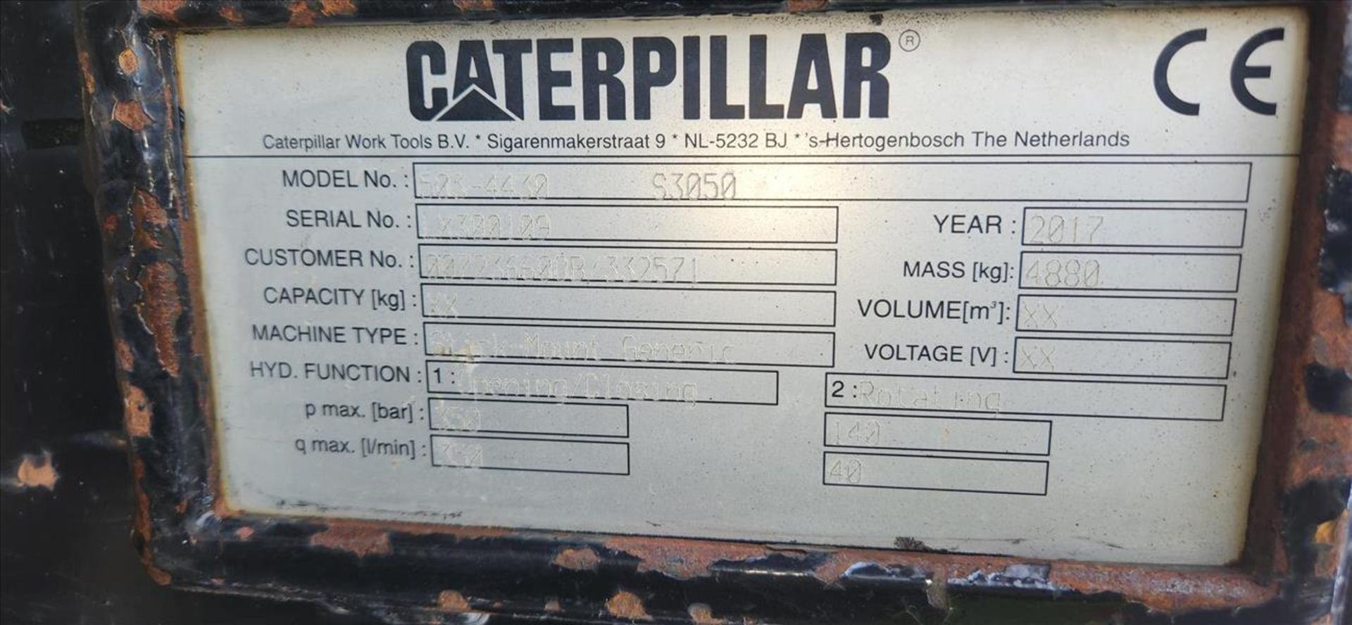 Caterpillar S3050 hydraulic shear attachment, mod. 503-4430 S3050, ser. no. 1X300109 (2017) (Asset - Image 4 of 4