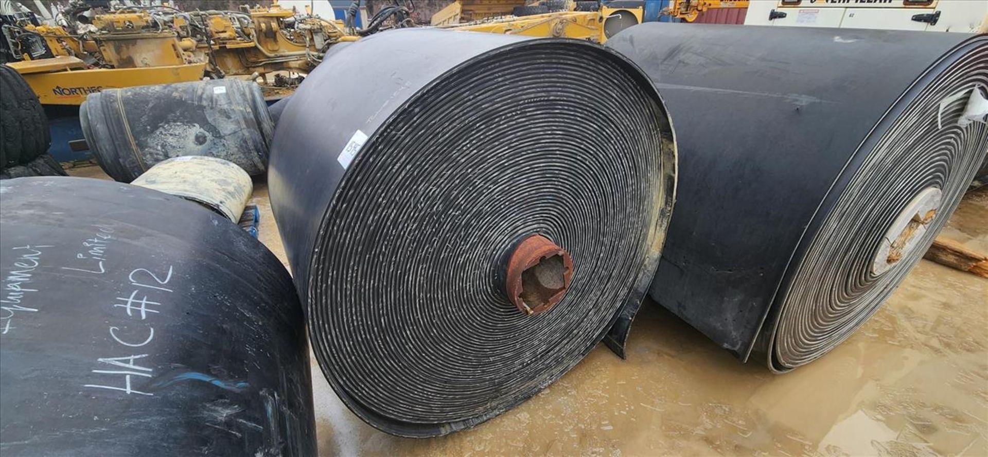 partial roll of conveyor belting, approx. 42 in. x 1/2 in. x 60 in. dia. (Subject to confirmation.