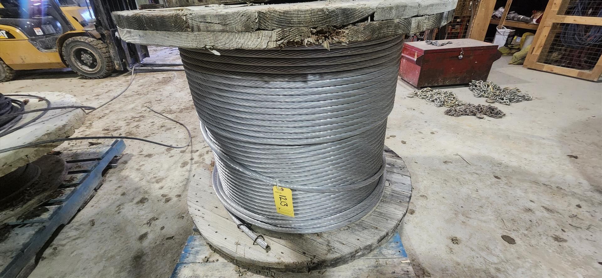 partial reel of wire rope, approx. 1 in. {Day 2} [TAG 1213 / LOC 505179-1]