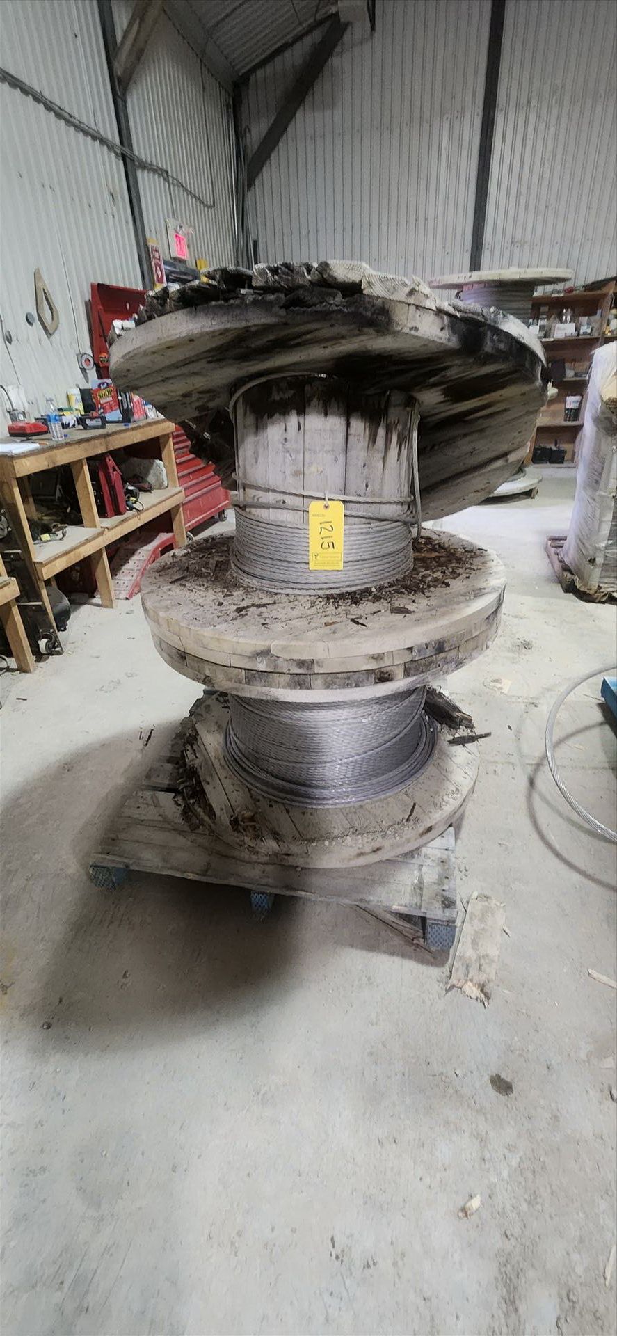 (1 skid) of wire rope, approx. 1/4 in. {Day 2} [TAG 1215 / LOC 505179-1]