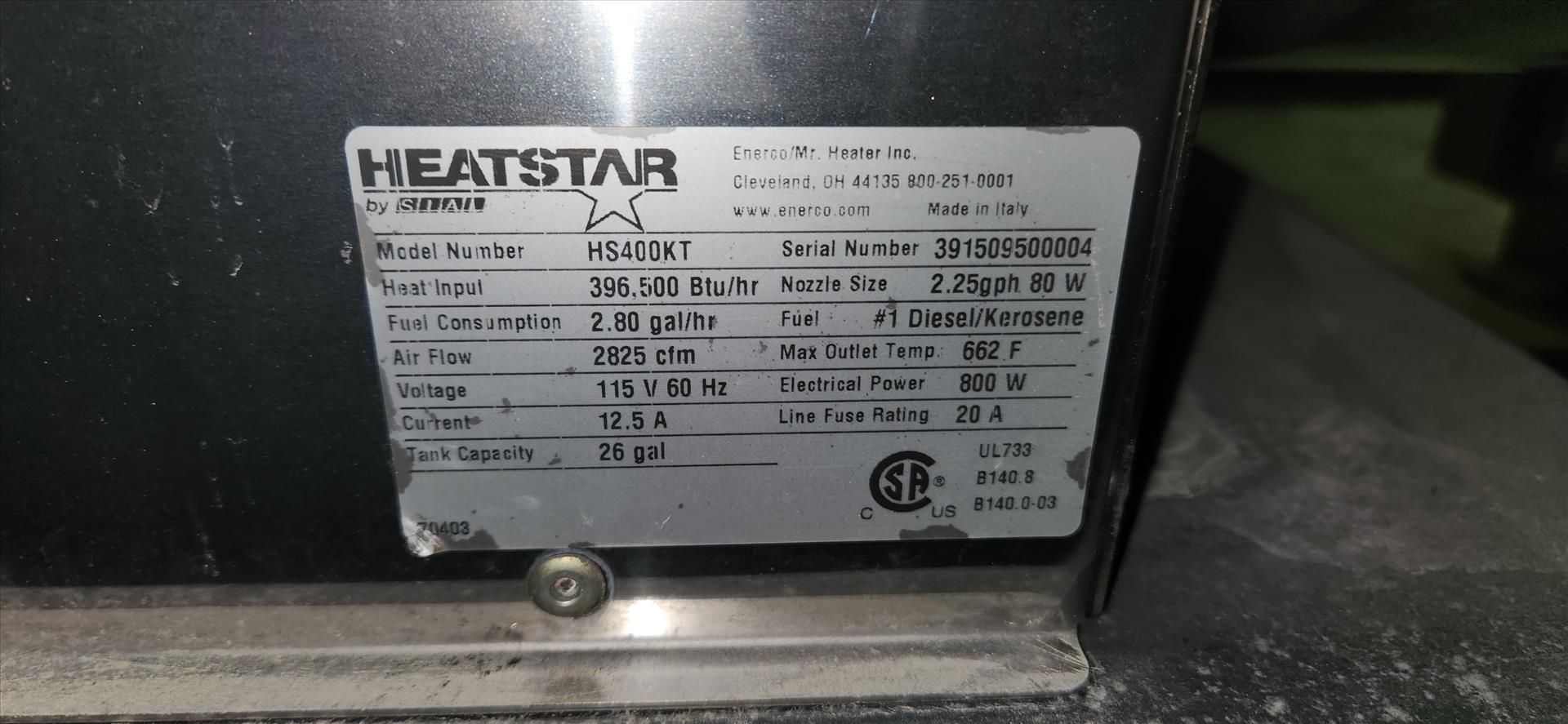 Sial heat canon, mod. HeatStar HS400KT, diesel/kerosene (requires repair) {Day 2} [TAG 1231 / LOC - Image 3 of 3