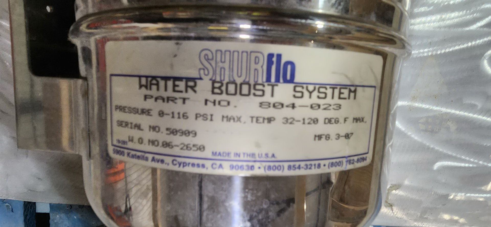 Shurflo water booster, mod. 804-023 {Day 2} [TAG 1291 / LOC 145777-6] - Image 2 of 2