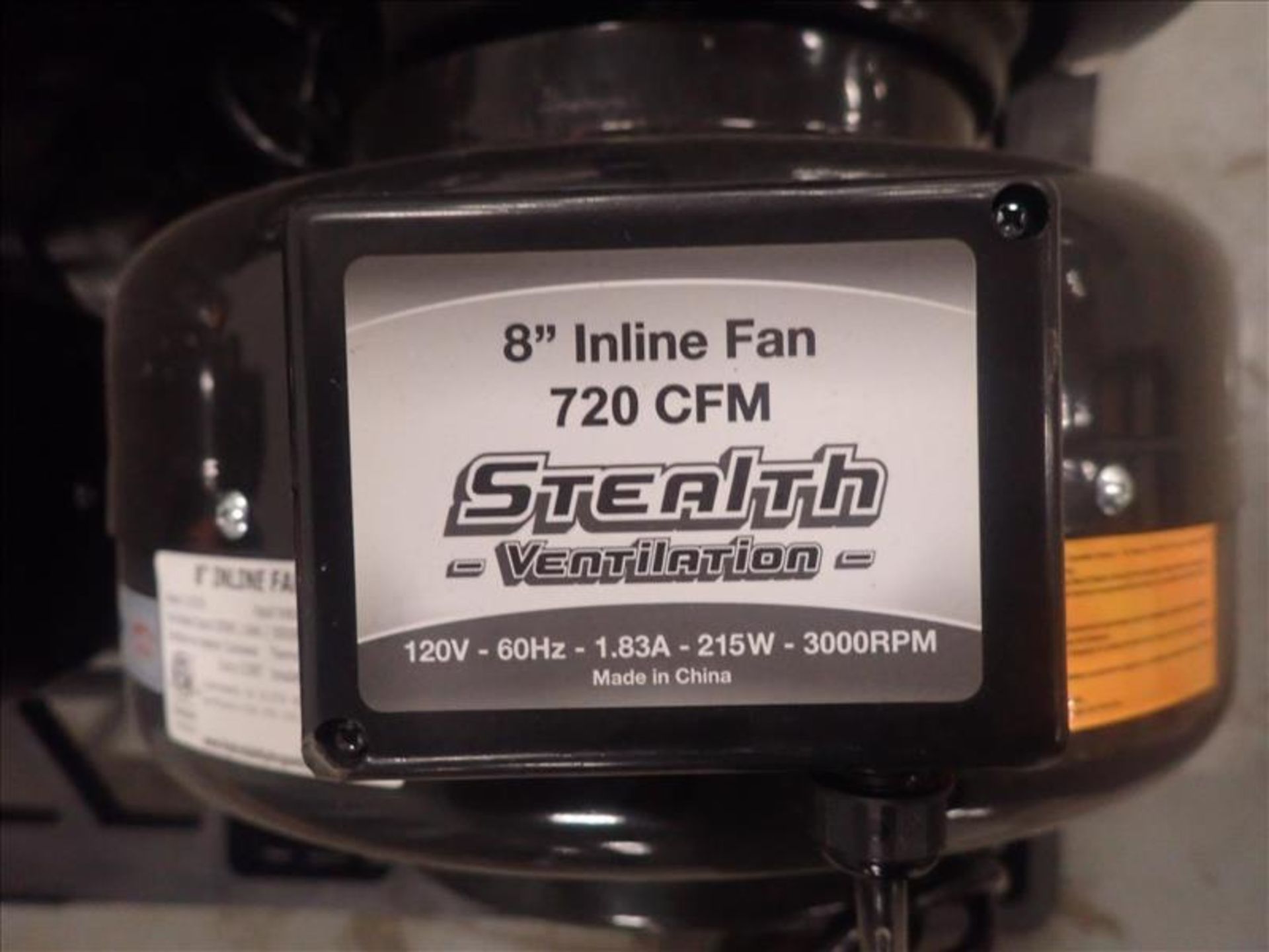 (8) Hurricane Stealth 8 in. inline duct fans, mod. 115378, 720 CFM, 3000 RPM - Image 4 of 5