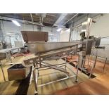 hopper fluted belt conveyor, stainless steel, pwr, 1 hp wash-down motor, 7 in. x 8 ft. w/ casters [