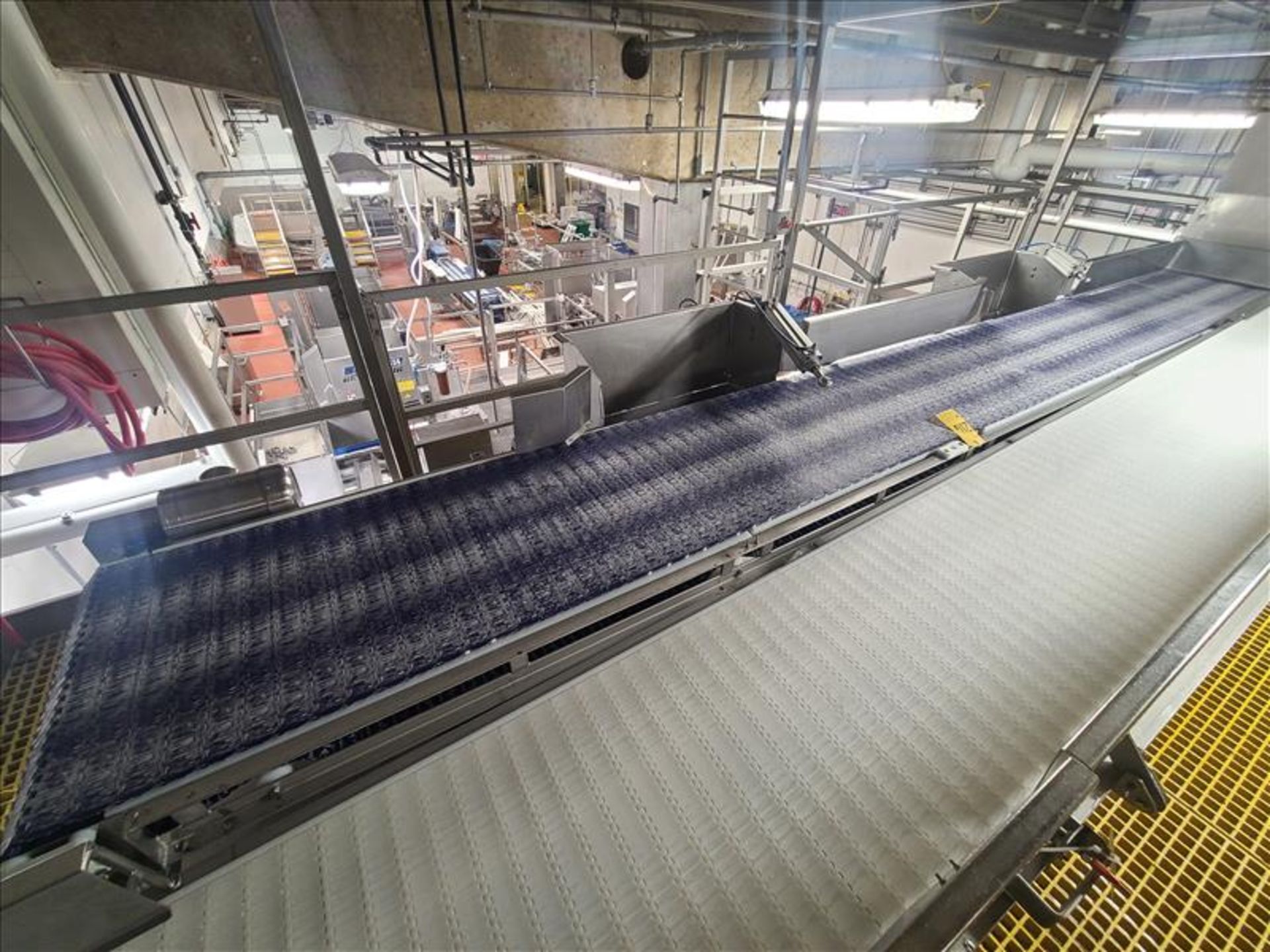 belt conveyor, stainless steel, pwr, wash-down motor 0.75 hp, 24 in. x 20 ft. [Loc. Cut-Up Line/