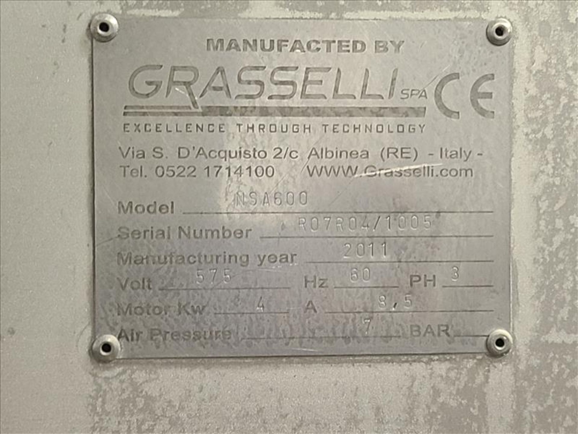 Grasselli slicer, mod. NSA600, ser. no. R07R04/1005, stainless steel [Loc. Packaging/Thigh Line] - Image 4 of 4