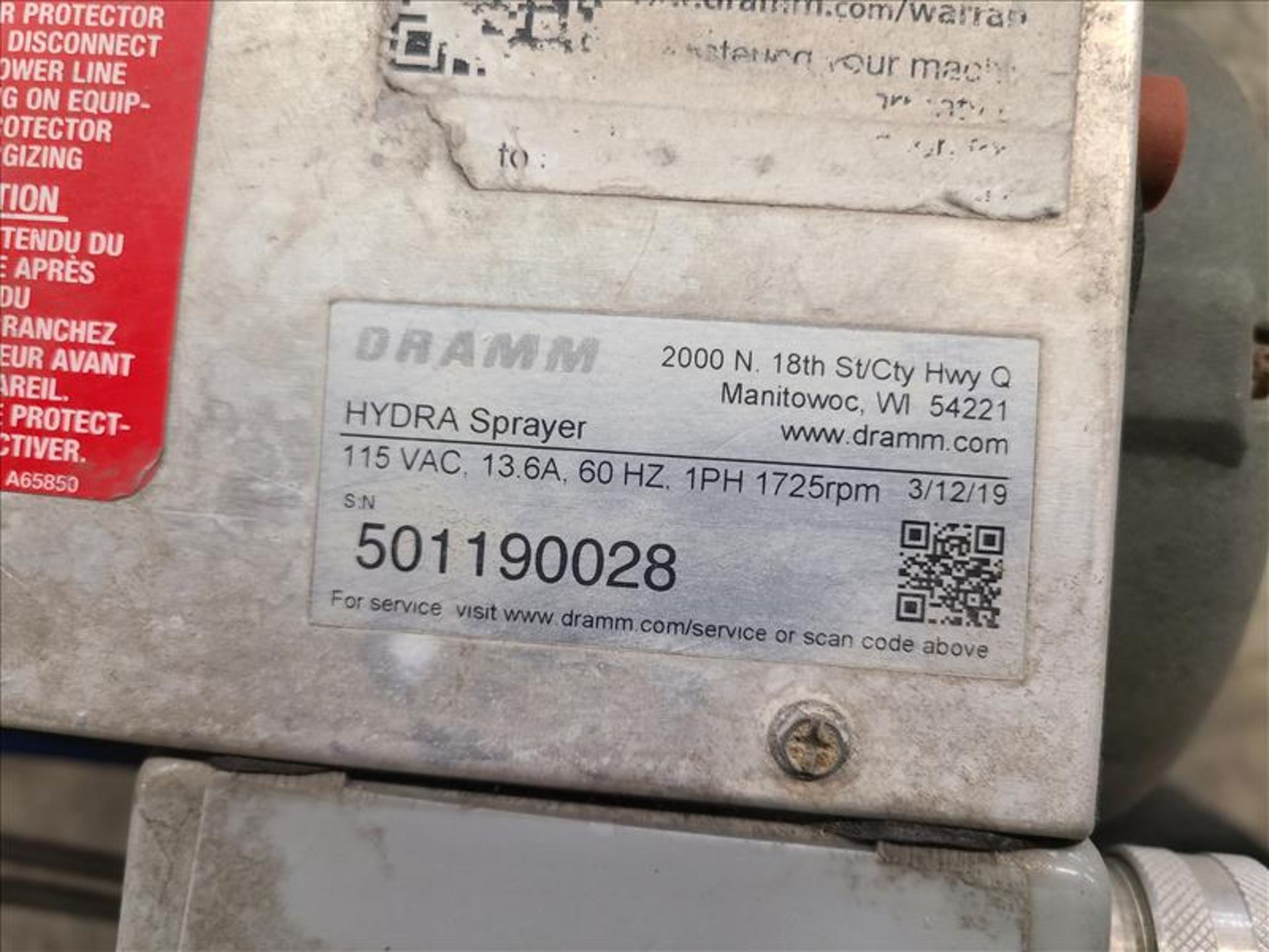 Dramm sprayer, mod. Hydra, ser. no. 501190028, 1.5 hp, 50 gal. cap. - Image 3 of 4