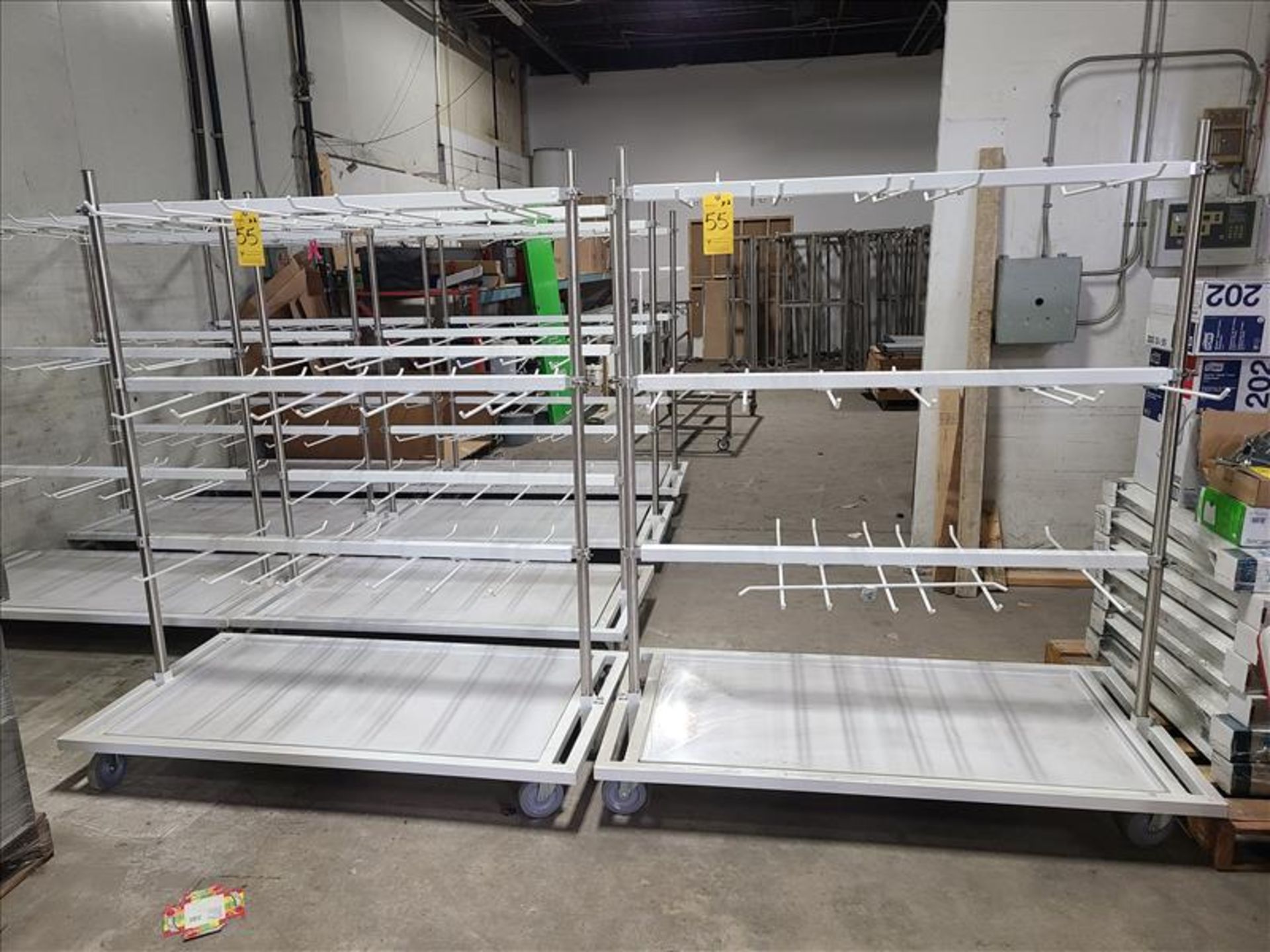 (2) hang drying carts, 32 in. x 62 in. x 72 in. w/ casters