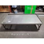 (2) grow tables, stainless steel w/ drain trough and casters, 38 in. x 72 in. x 16 in.
