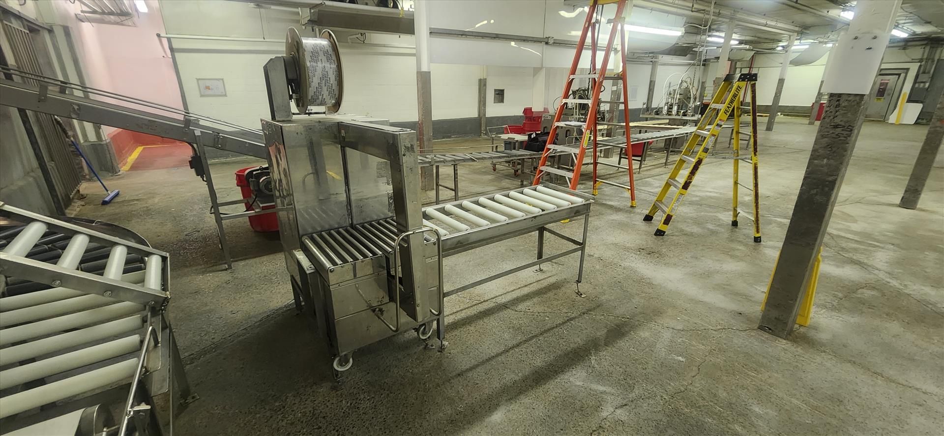 Strap Pack box strapper, stainless steel c/w conveyor, roller, stainless steel frame, approx. 19 in. - Image 3 of 4