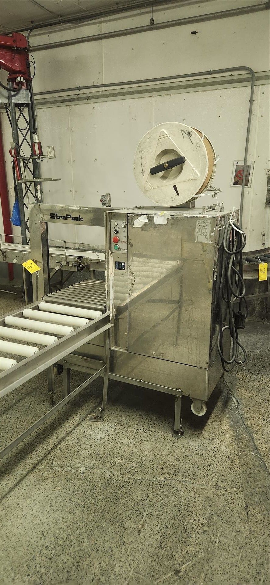 Strap Pack box strapper, stainless steel c/w conveyor, roller, stainless steel frame, approx. 19 in. - Image 2 of 4