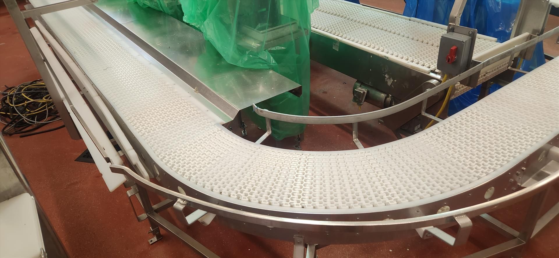 conveyor, belt, stainless steel frame, 180 deg. turn, power, approx. 12 in. x 40 ft. [Loc. Cut-Up] - Image 2 of 2