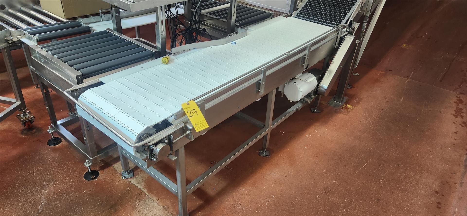 conveyor, belt, stainless steel frame, power, approx. 20 in. x 88 in. [Loc. Cut-Up]