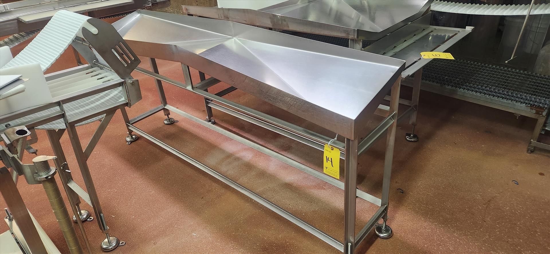 sorting station, stainless steel, approx. 36 in. x 7 ft. [Loc. Whole Bird]