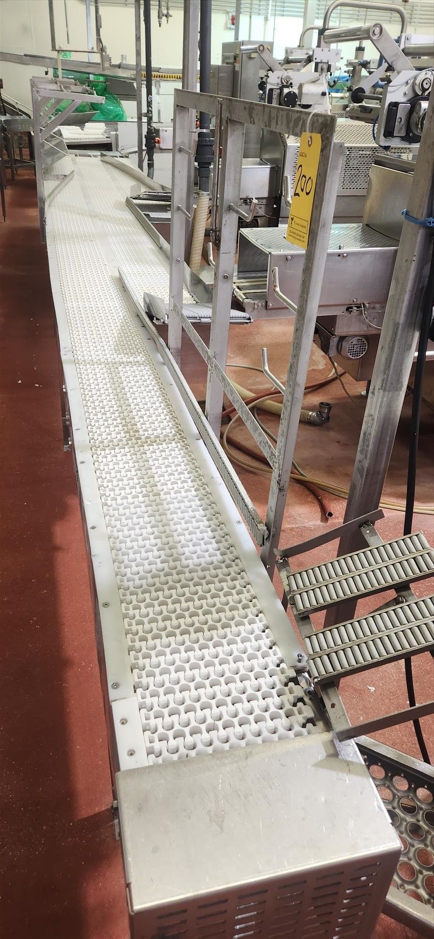 conveyor, 3-belt, stainless steel frame, approx. 10 in. x 11/17/24 ft. [Loc. Cut-Up]