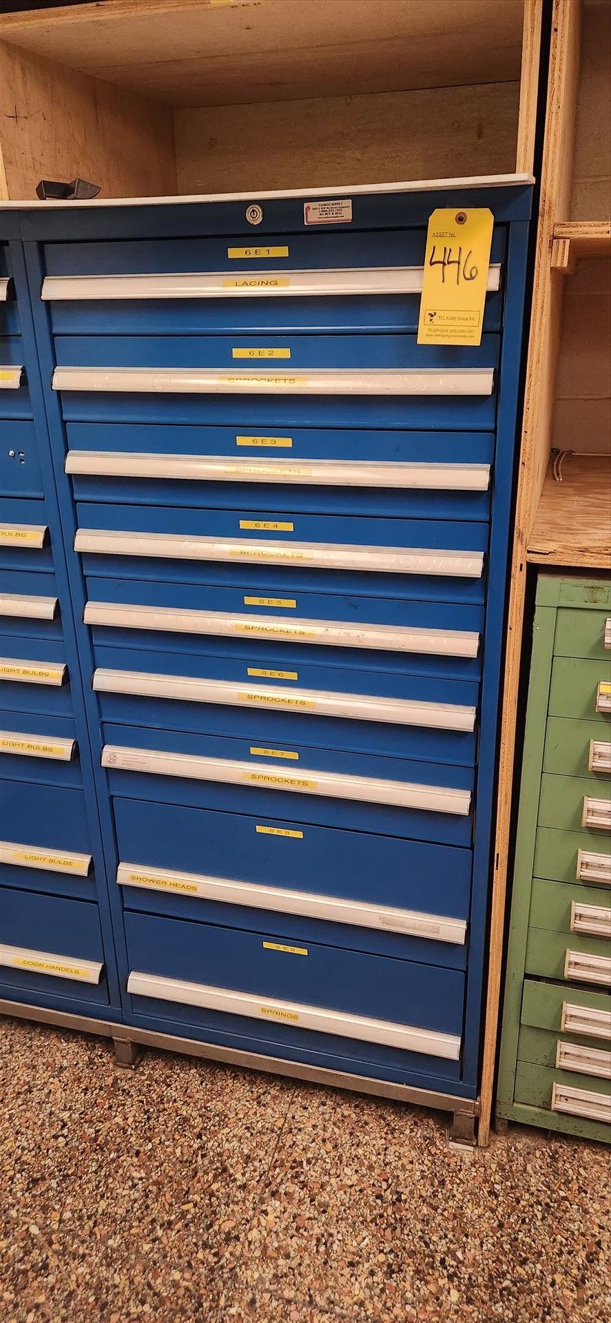 Vidmar-type small parts cabinet, 9-drawer [Loc. Basement - Ryding]