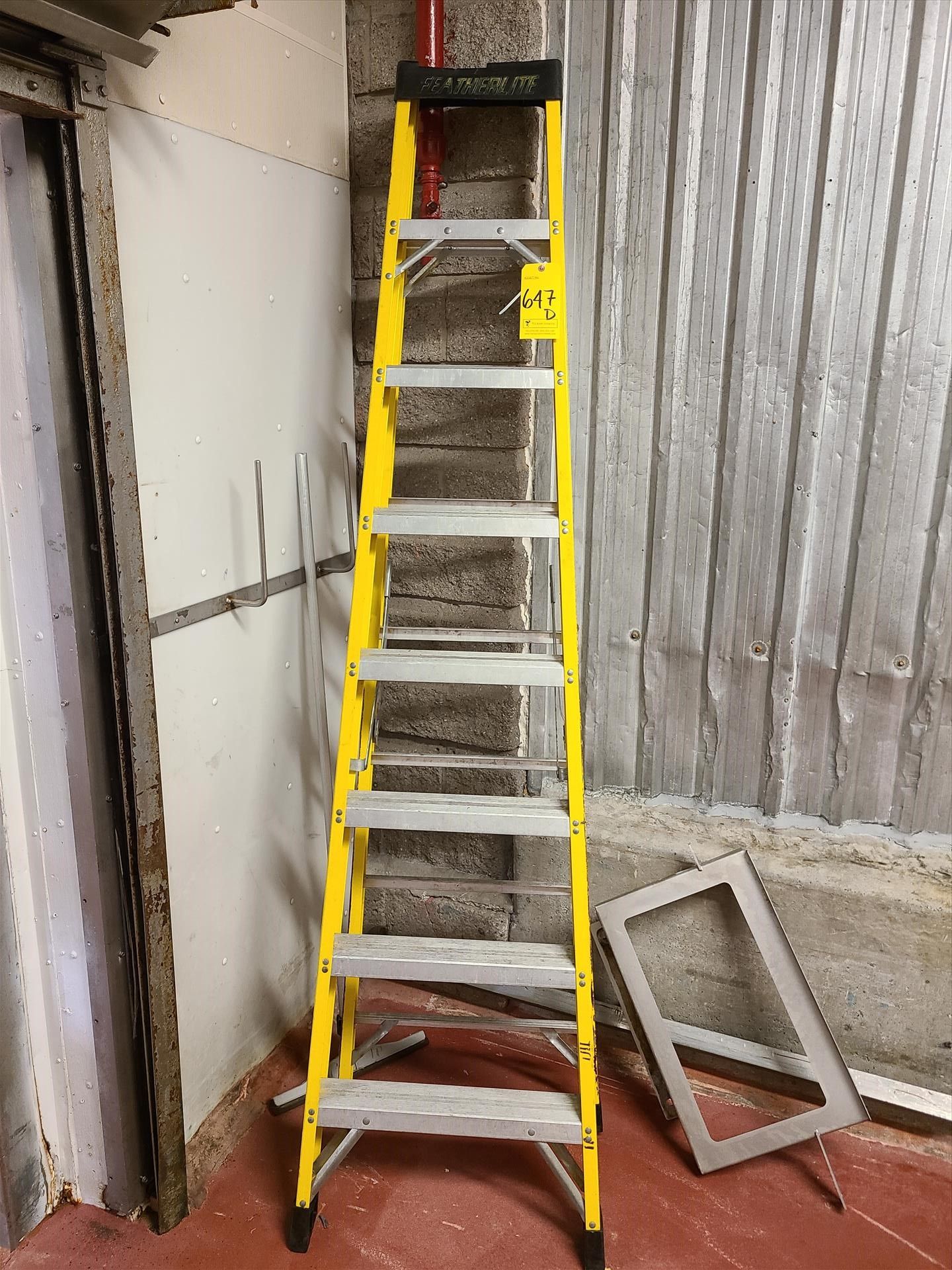 Featherlite fiberglass step ladder, 8 ft. [Loc. Throughout Plant]