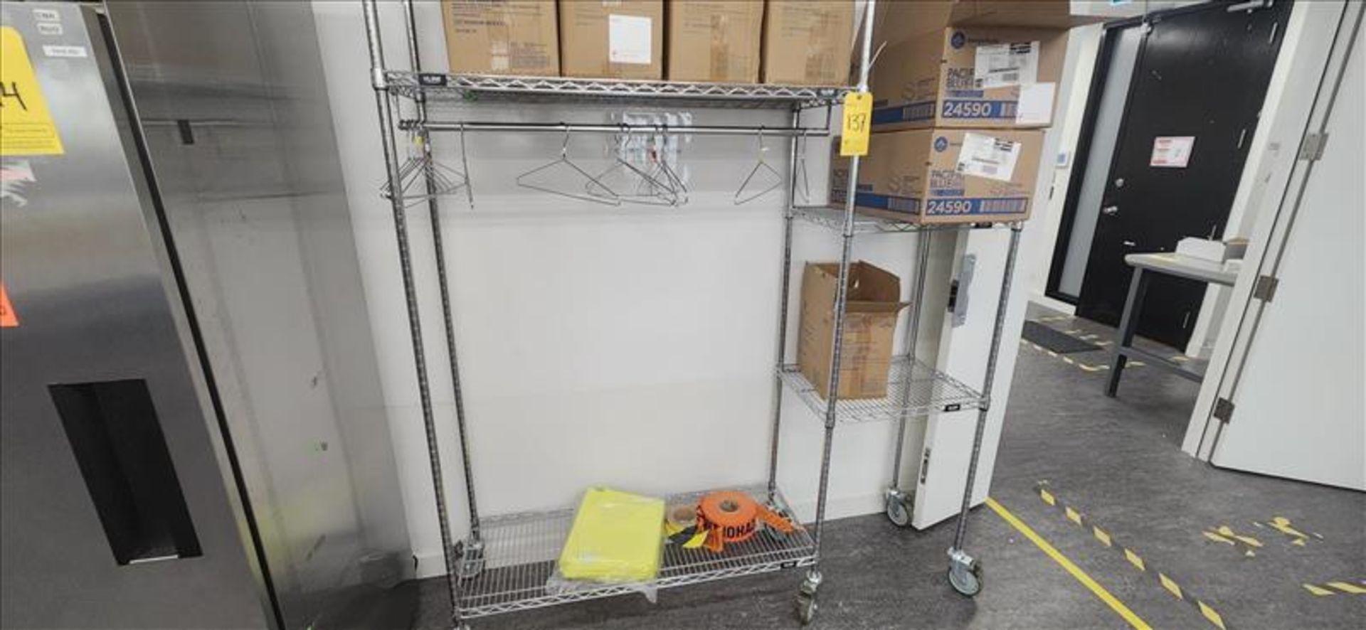 Uline Wire Rack w/ casters approx. 18 in. x 70 in. x 72 in. height