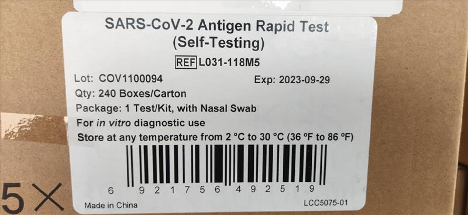 (85) Sars-CoV-2 Antigen Rapid Tests, 240 pcs per box - Image 2 of 2