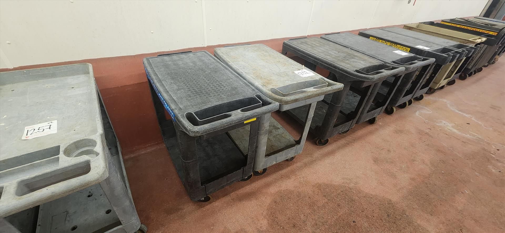 (2) shop cart, plastic, 2-tier, approx. 18 in. x 30 in. [TAG 1258 - LOC Brockley Dr.]
