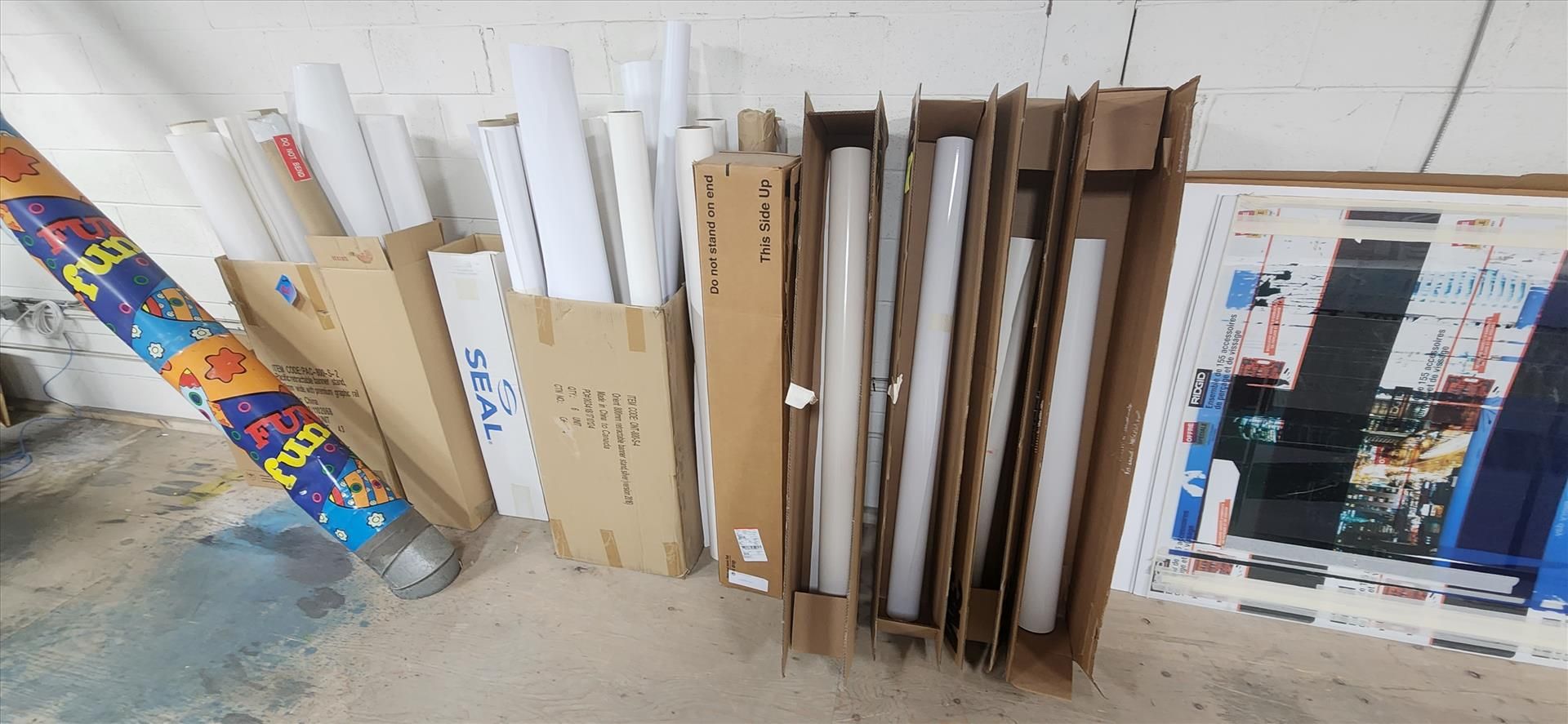 misc. raw materials (throughout plant): vinyl rolls, paper rolls, foam sheets, wood, etc.