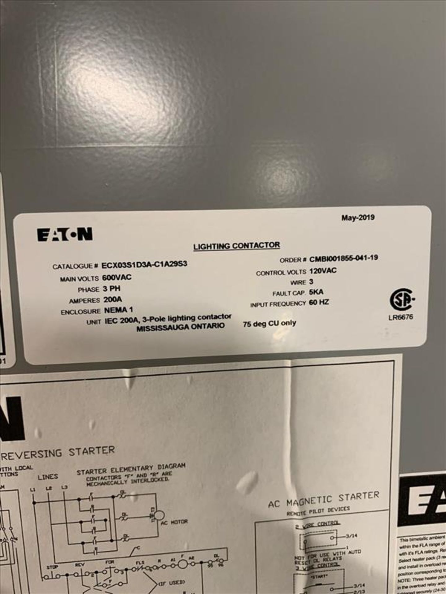 Eaton 3-Pole Lighting Contactor, unit IEC 200A, 120 volts, 3 phase, 60 Hz - Image 3 of 3
