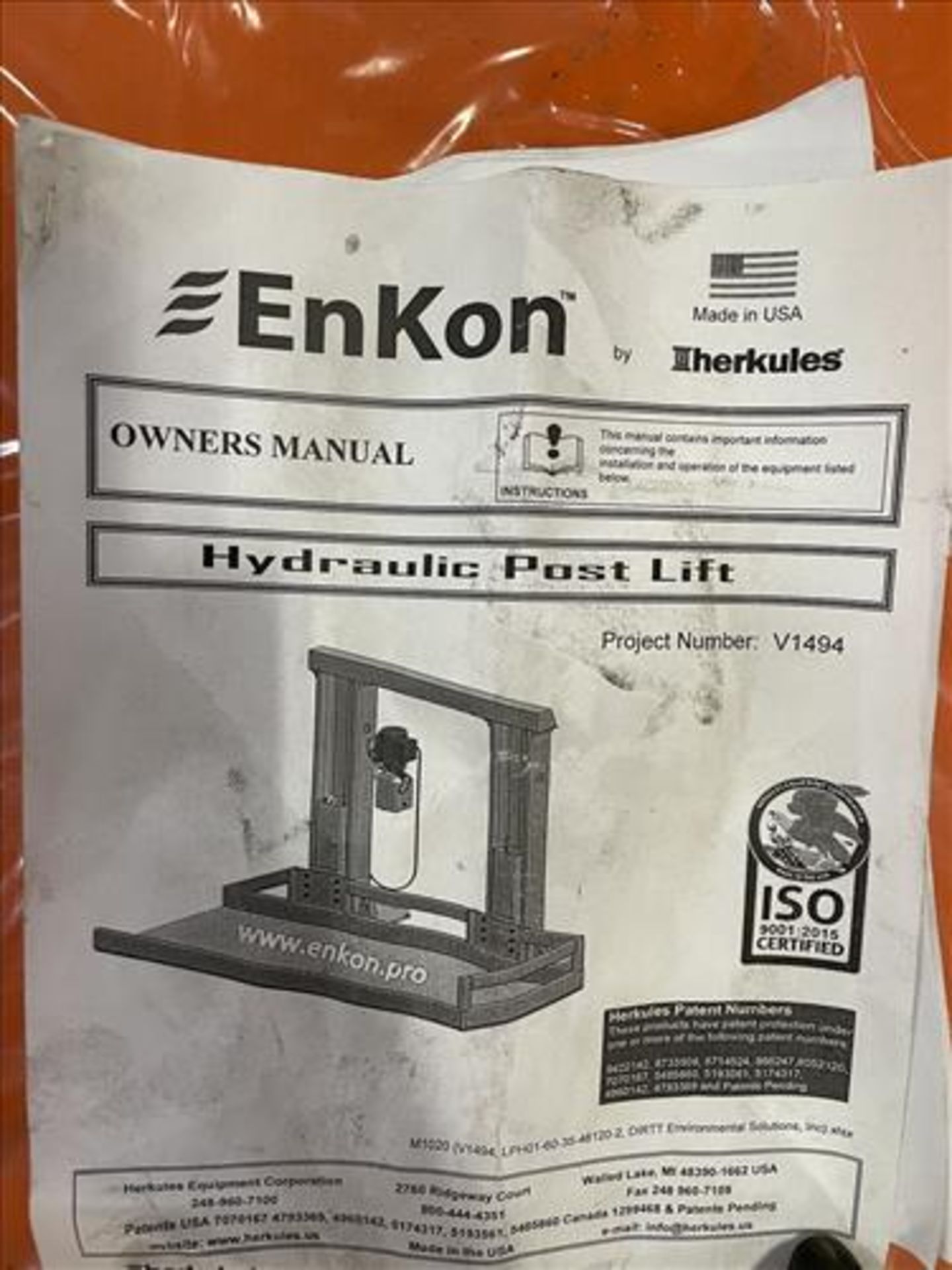 2019 Enkon LPH01 48" x 120" 4,000 lb Post Lift (Never Used) - Image 5 of 6