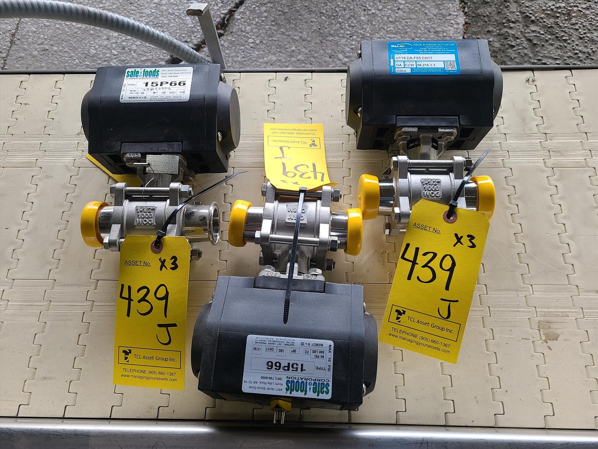 (3) rack and pinion actuator valves [Loc. Truck Bay]