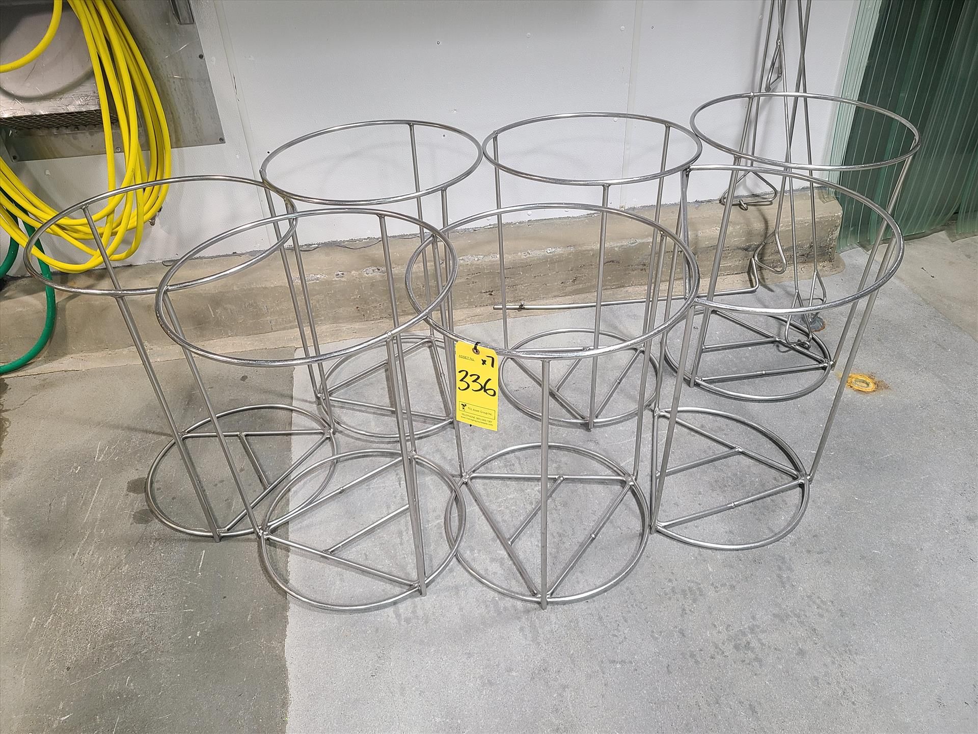 (7) trash bag stands, stainless steel [Loc. Whole Bird]