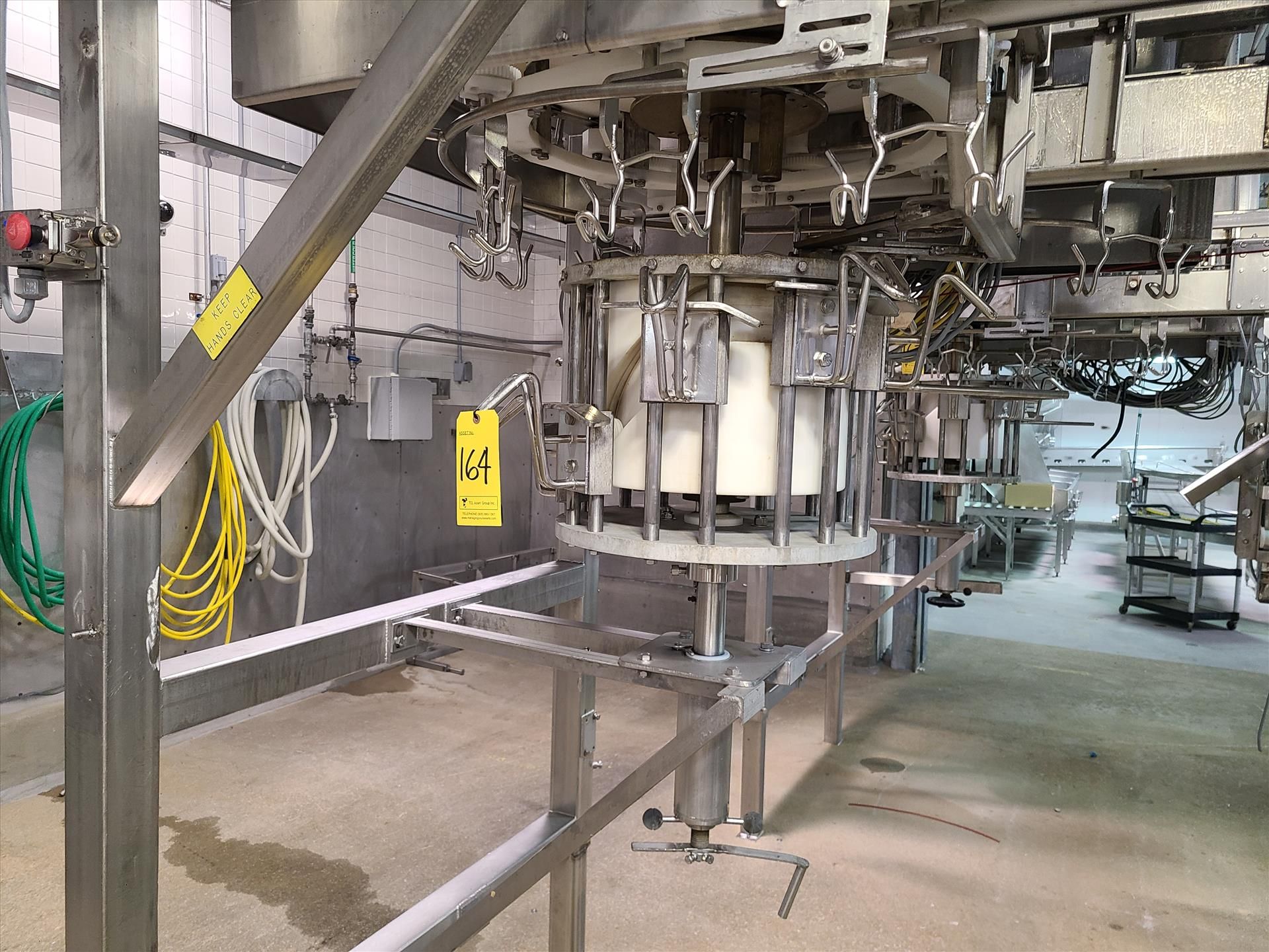 Linco cut-up Line 2, stainless steel, overhead conveyor w/ stainless steel shackles at 12 in., - Image 2 of 10