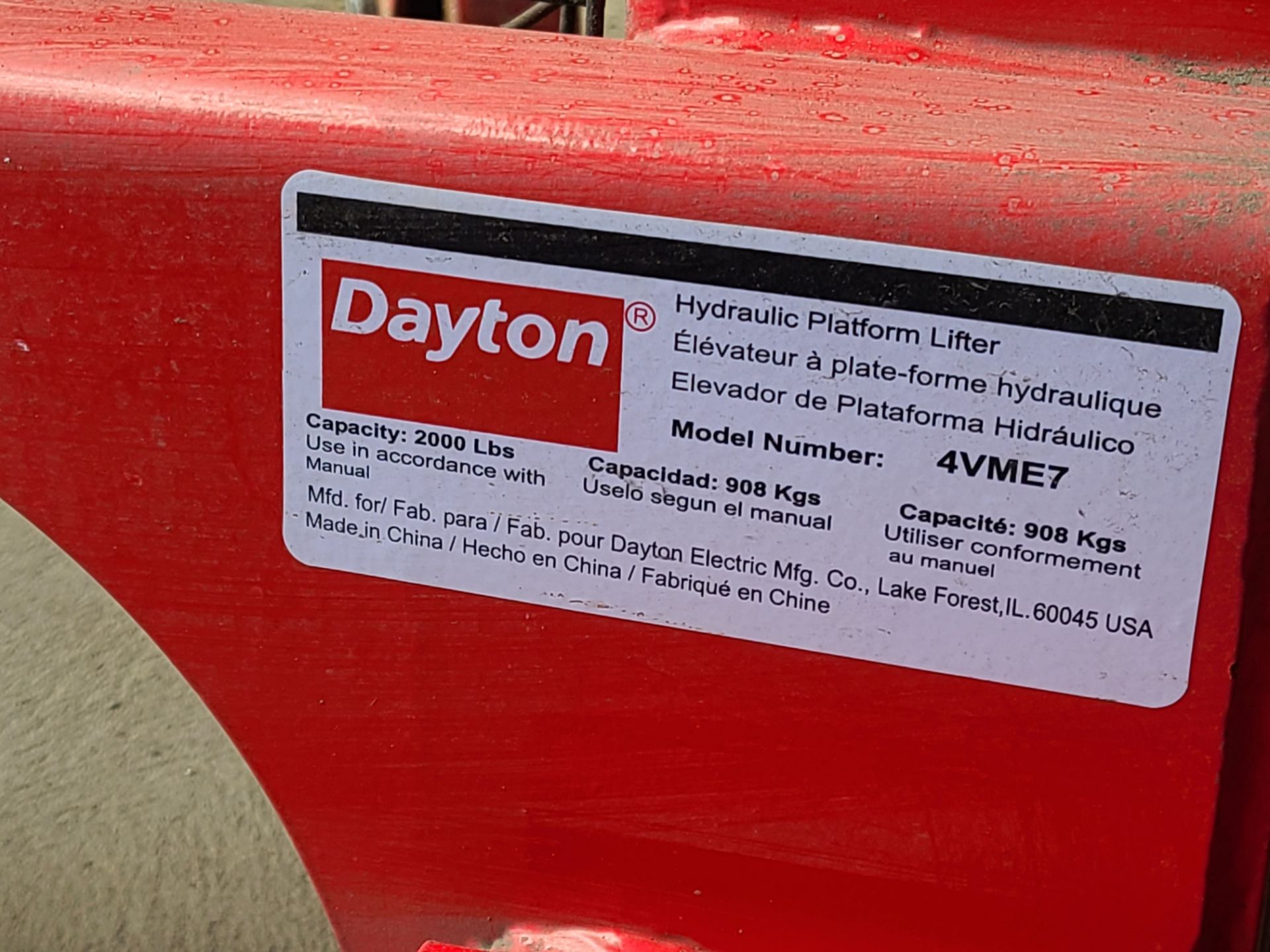 Dayton die cart, mod. 4VME7, 2000 lbs. cap. [Truck Bay] - Image 3 of 4