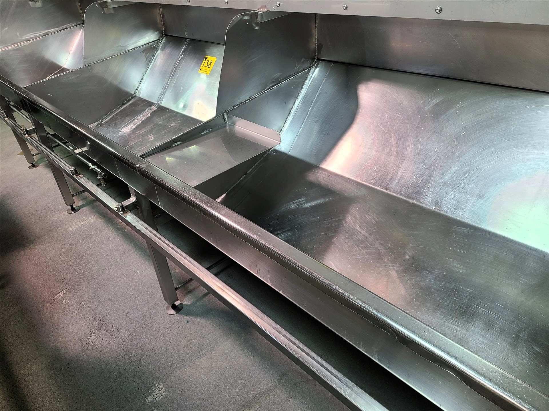3-station sorting station, approx. 31 in. x 14 ft., stainless steel w/ belt conveyor, approx. 10 in. - Image 2 of 3