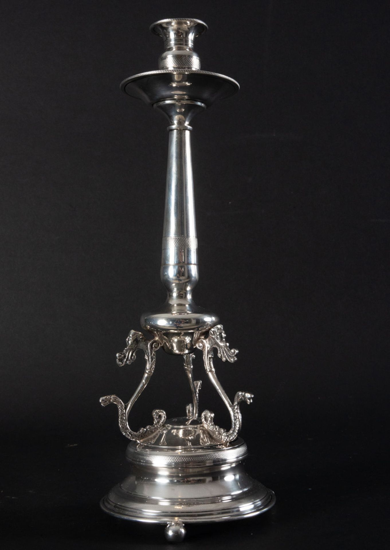 Pair of Spanish Regency-style silver candlesticks, 19th century - Image 4 of 5