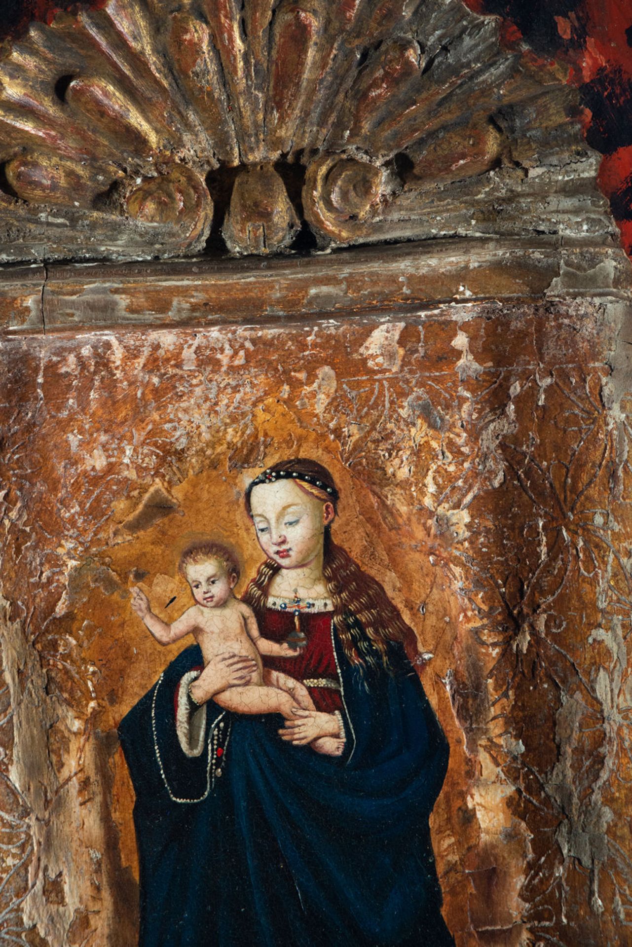 Madonna with Child, Polychrome Tabernacle Door, Hispano-Flemish school from the 16th century - Image 2 of 5