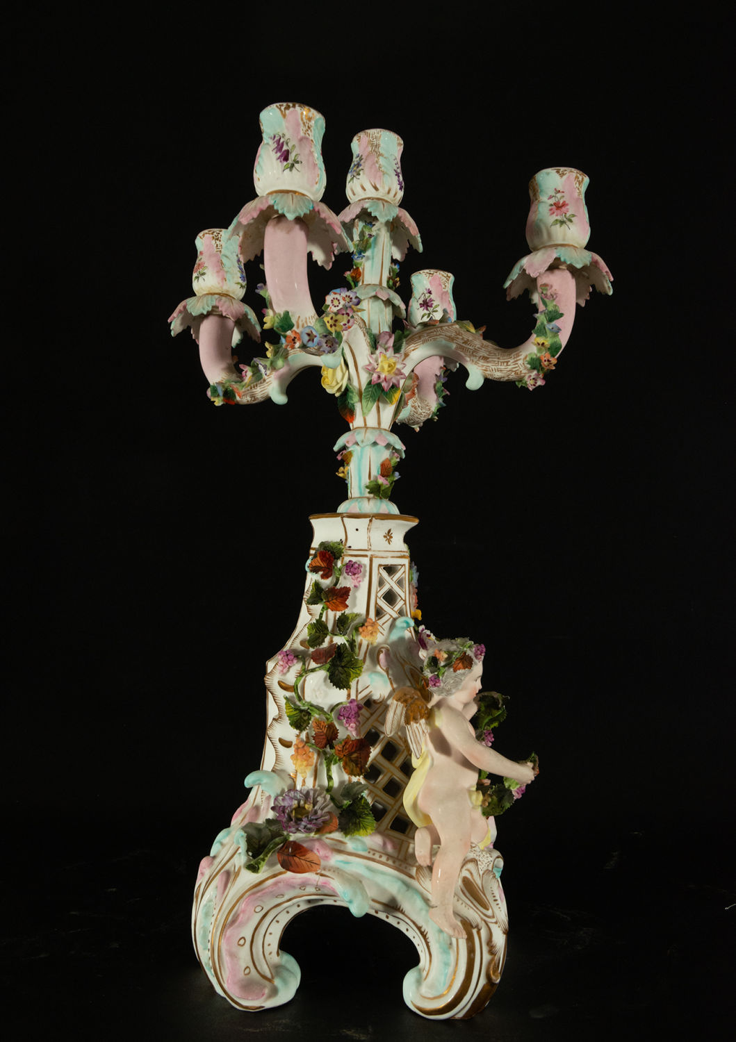 Clock trim and Candelabra in Meissen porcelain with Cherub motifs, 19th century - Image 15 of 16