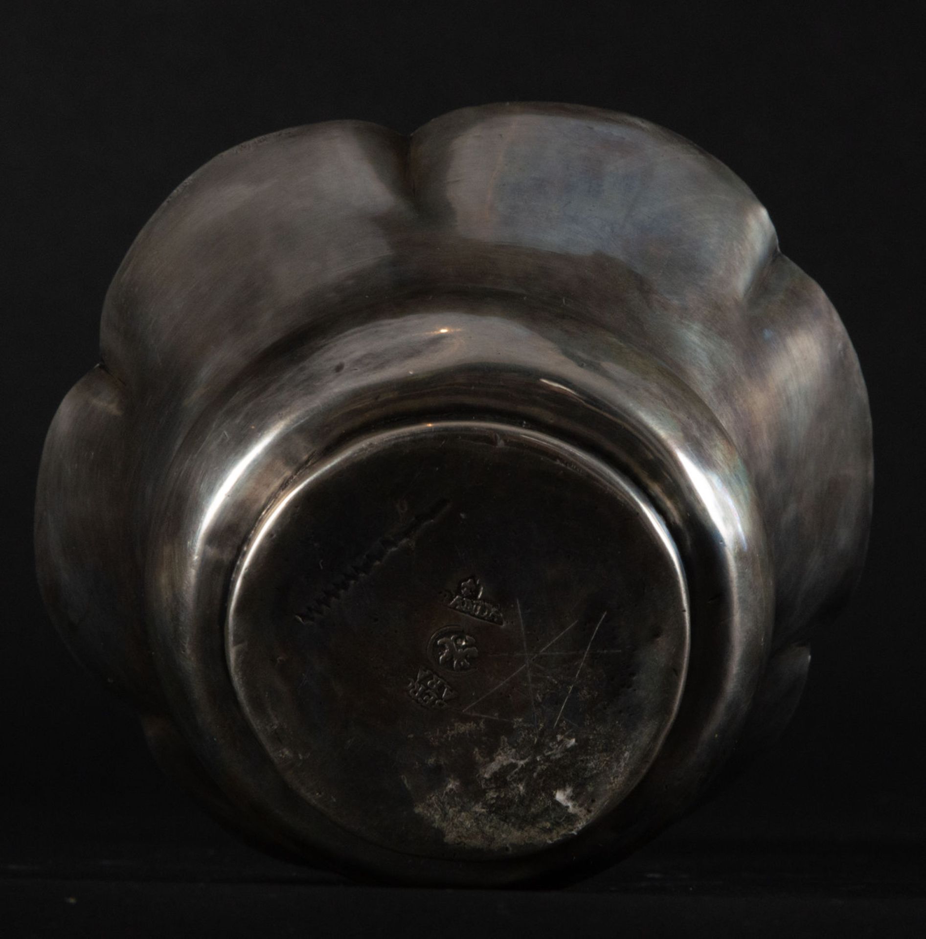 Pair of Wine Glass and Salvilla in solid silver from the 18th century, marks of Grande, Córdoba - Image 2 of 5