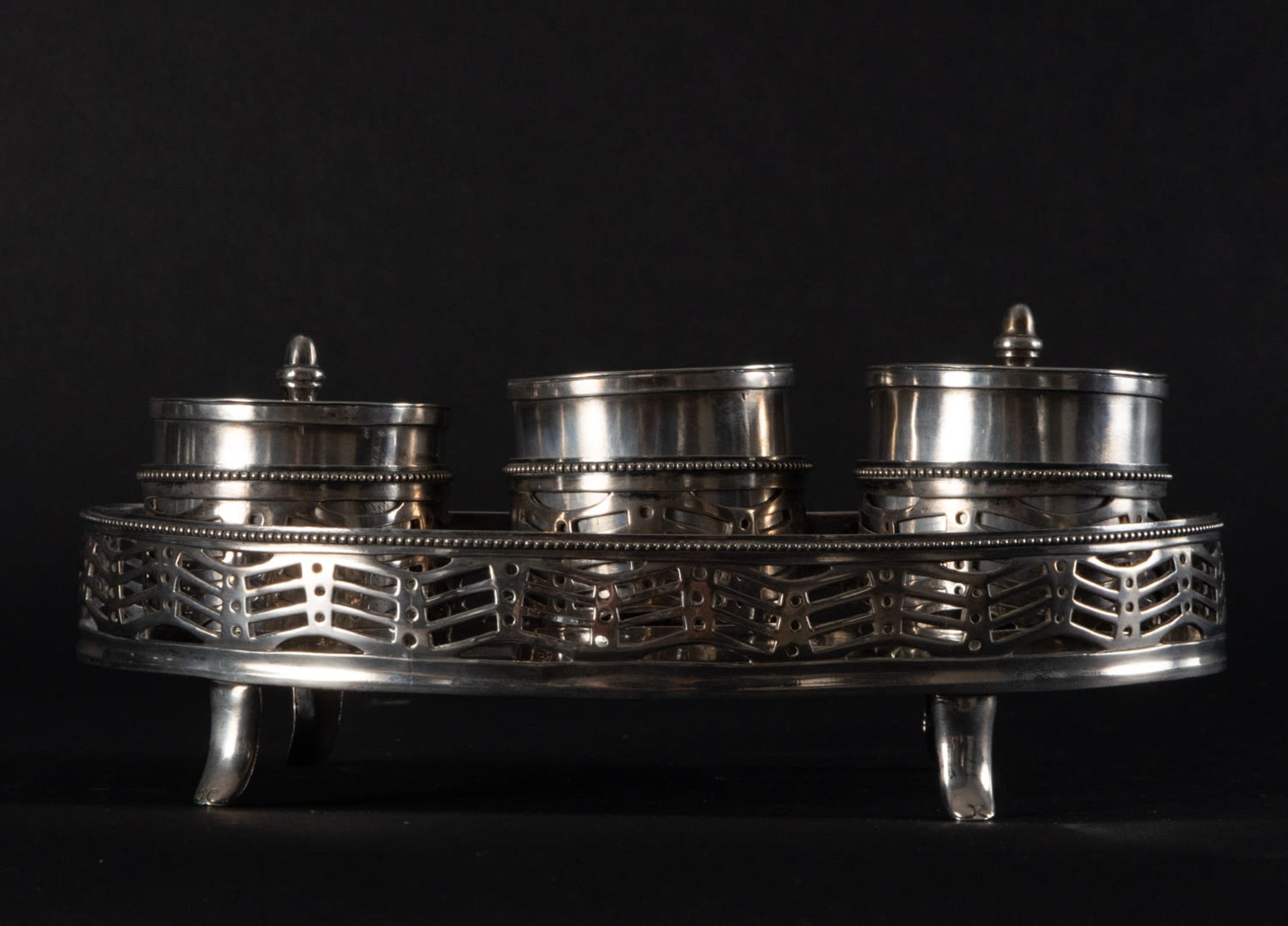 Silver and glass spice rack in sterling silver, 19th century - Bild 4 aus 4