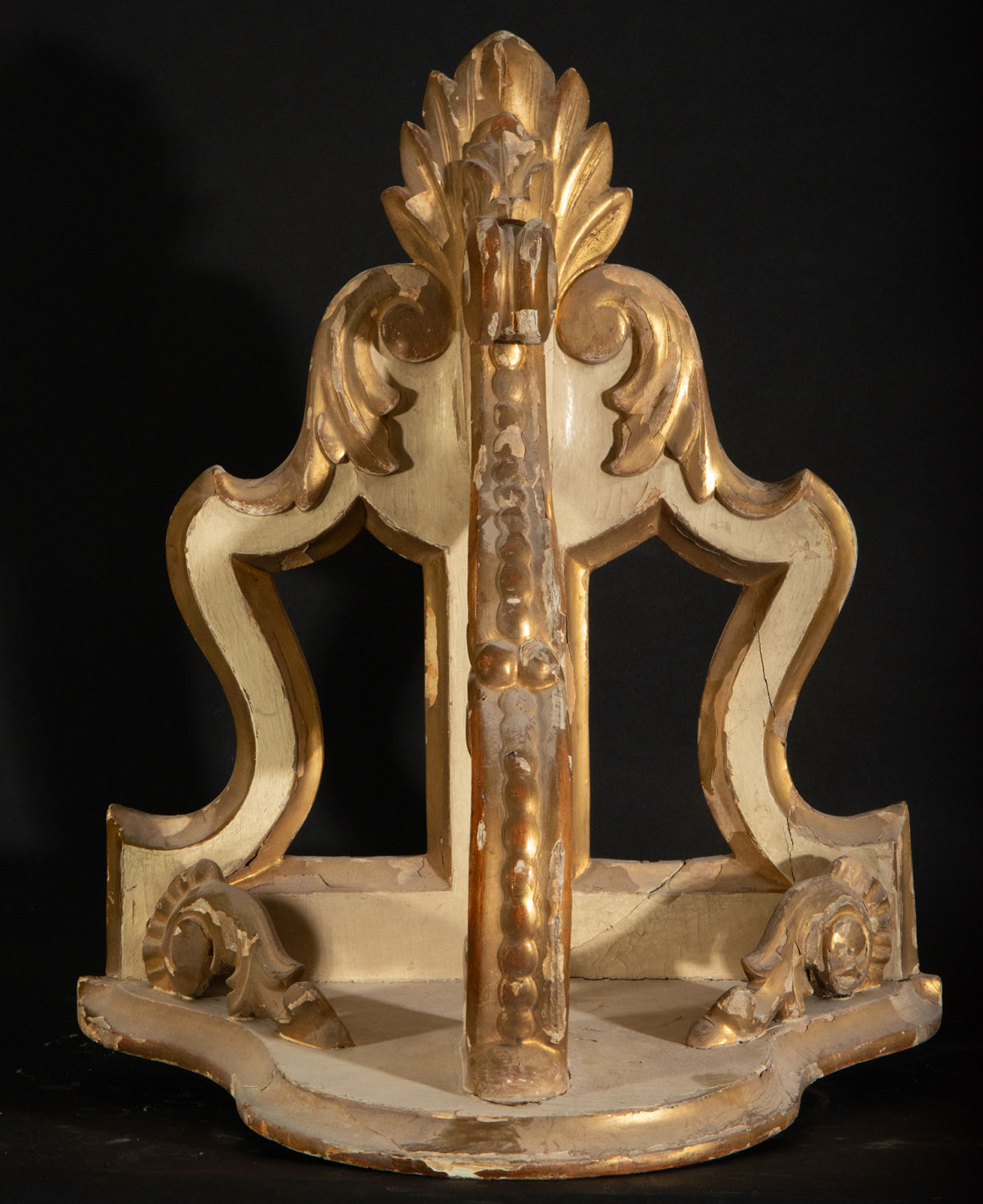 Wall bracket in lacquered and partially gilded wood, 19th century