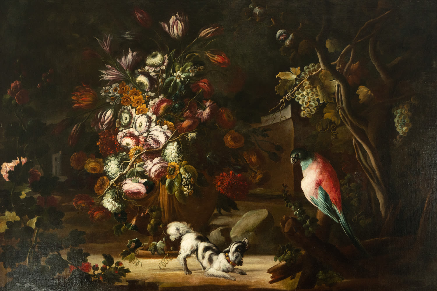 Nicola Casissa, "Still Life with Flowers and Dog", 17th century Italian school - Image 8 of 8