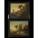 Pair of pastoral scenes on canvas, 19th century French school
