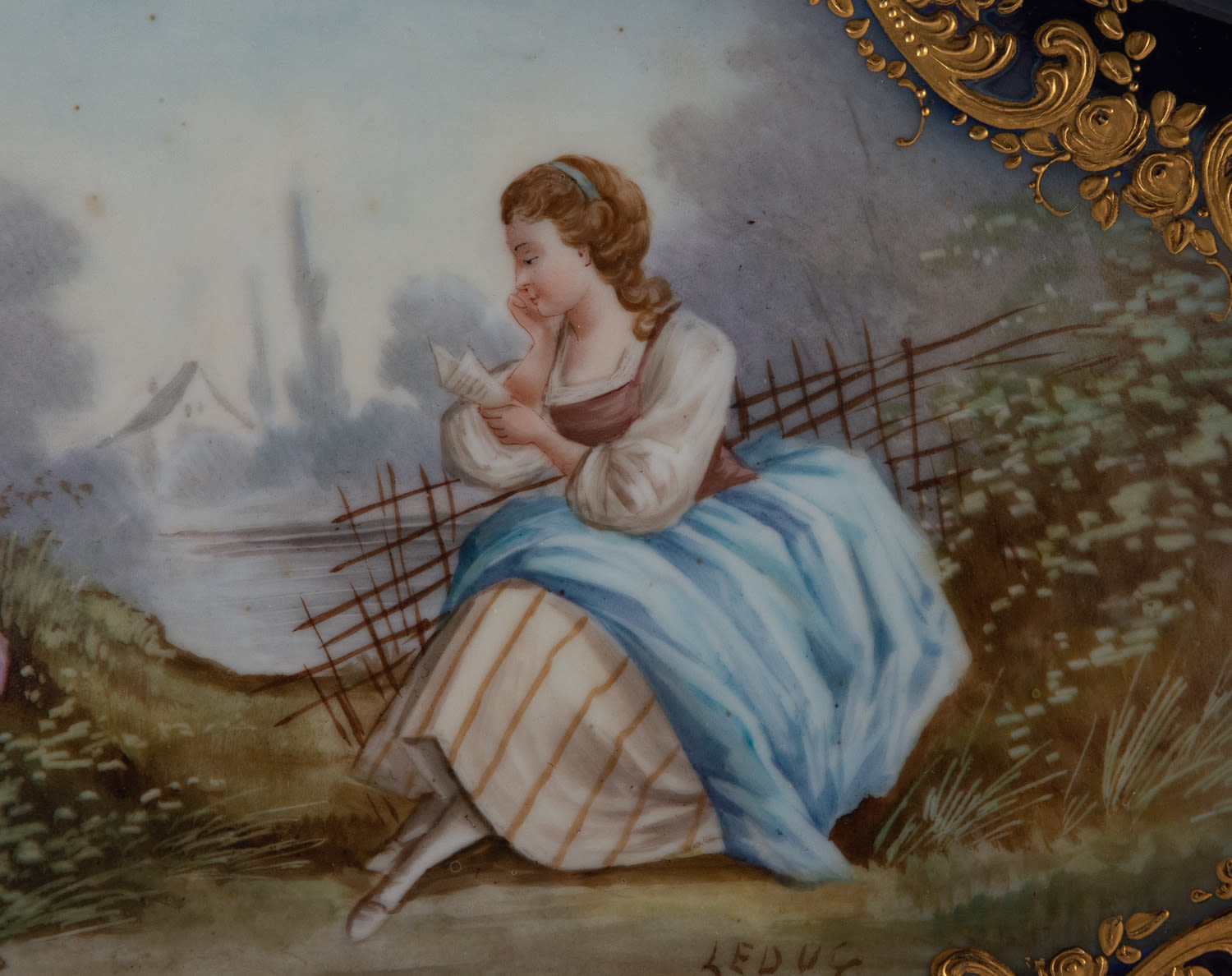 Hand-painted and enameled Sèvres porcelain tray, 19th century - Image 3 of 5