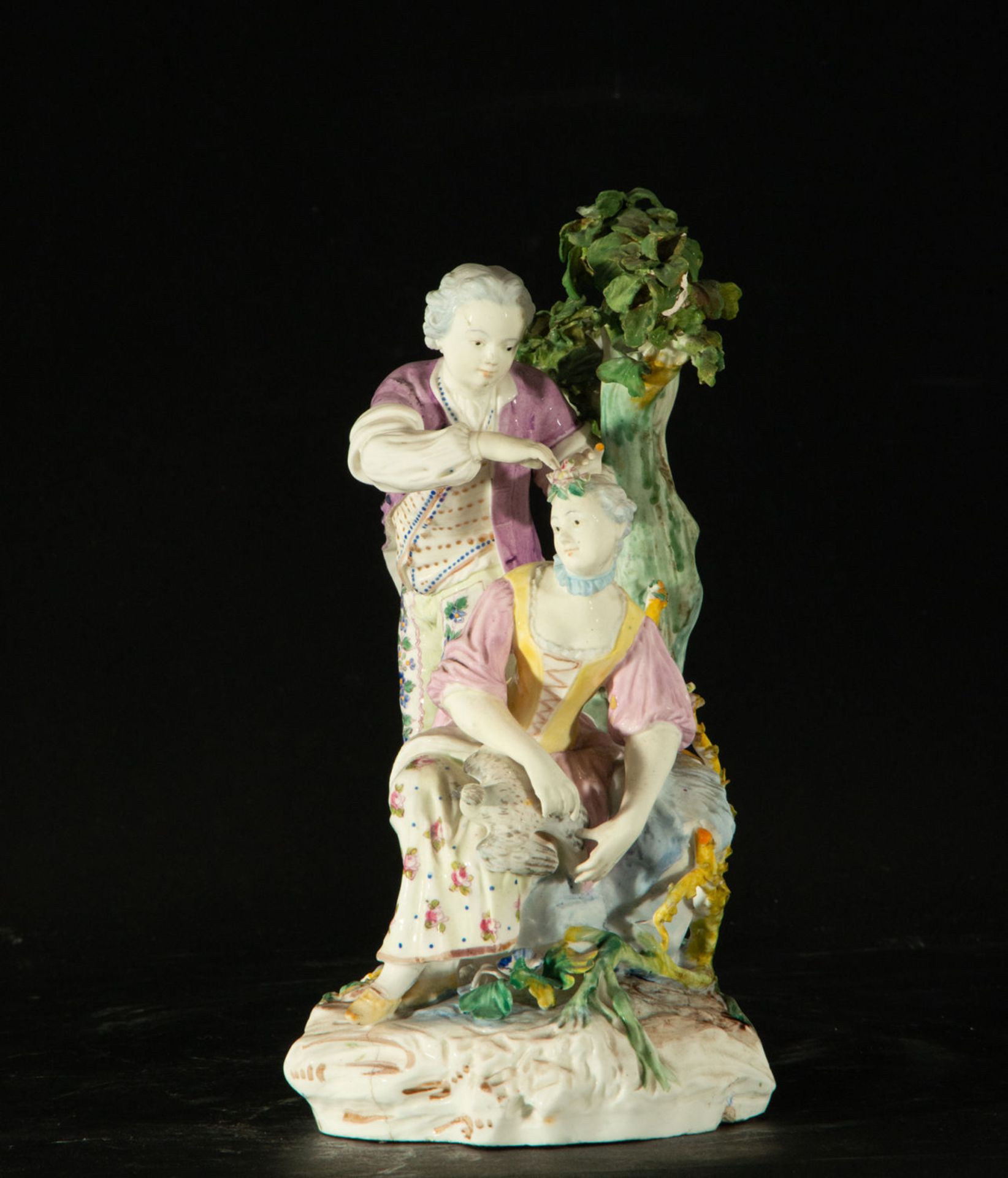 Gallant scene in English porcelain, 19th century